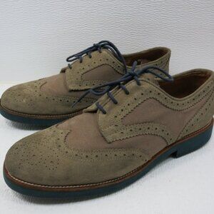 Massimo Dutti Suede Canvas Brogue Leather Wingtip Oxfords Footwear Sz 45 11.5